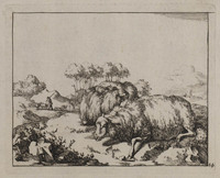 TvB G 0492
<br/>
Een grazend schaap en een liggend schaap
<br/>
<em>Bije, Marcus de (1639-ca. 1690)</em>